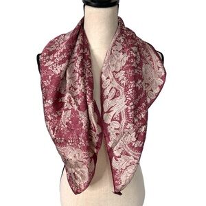 Smithsonian Institution 1985 Vintage Dusty Rose, Wisteria Lace Print Silk Scarf